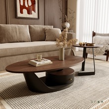 中古风实木茶几侘寂风法式复古家用客厅小户型设计师高级感茶台桌