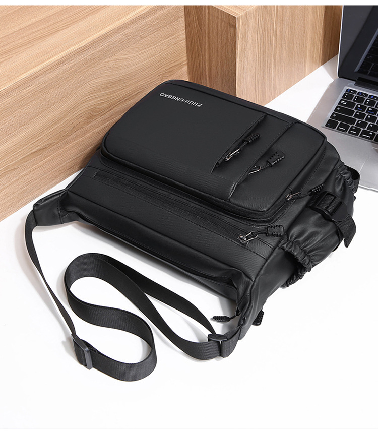 Large-capacity multi-layer men's bag with zipper, fashionable water-resistant crossbody bag, business small backpack, lightweight travel single-shoulder bag undefined