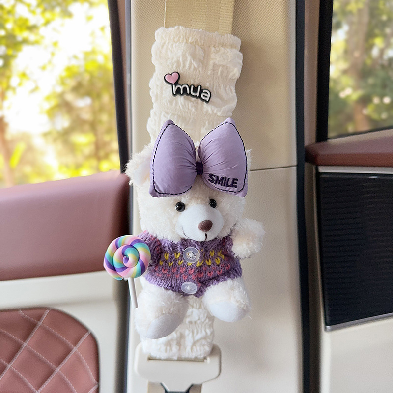 Funda Protectora de Peluche para Cinturón de Seguridad de Auto de Poliéster Decorativo Antiestrangulamiento