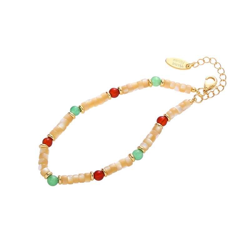 Latón chapado 18K oro real europeo y americano moda viajero luz lujo de alto grado Piedra Natural personalidad estilo nicho pulsera para las mujeres
