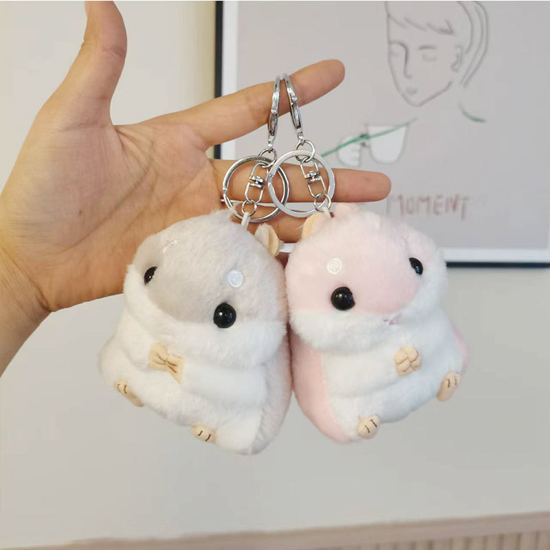 Cartoon hamster plush keychain cute doll doll backpack pendant plush toy birthday gift wholesale