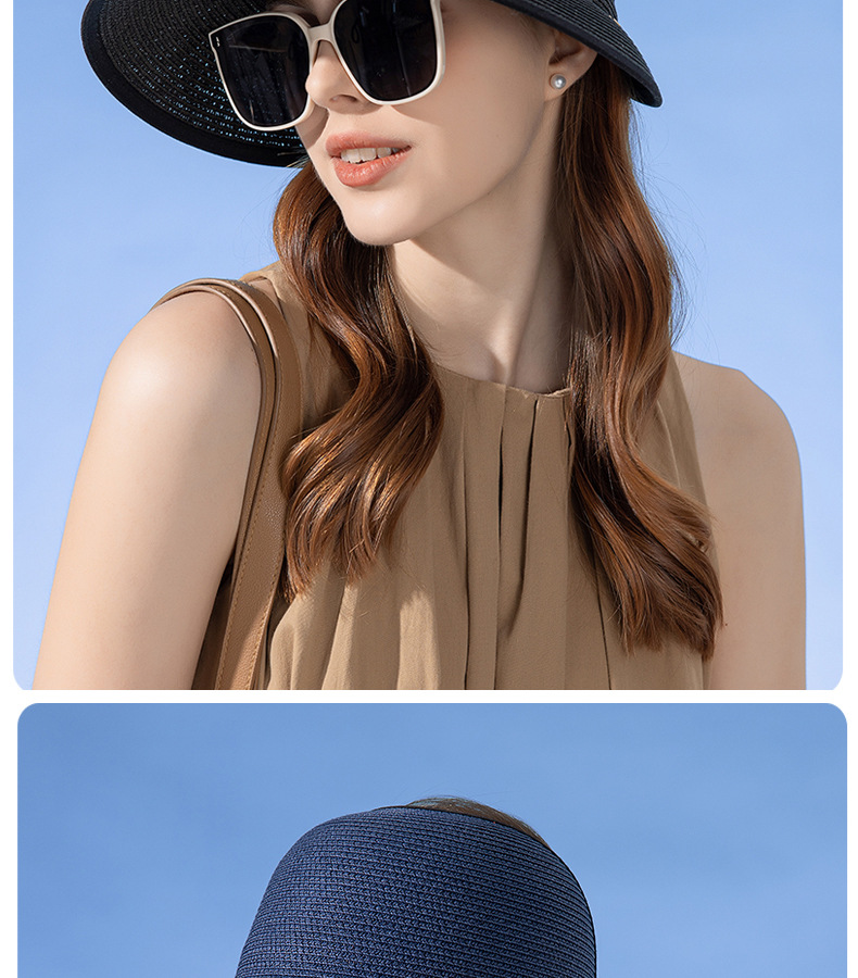 امرأة أنيق الأساسي اللون الصامد طنف كبيرة قبعة من القش display picture 7