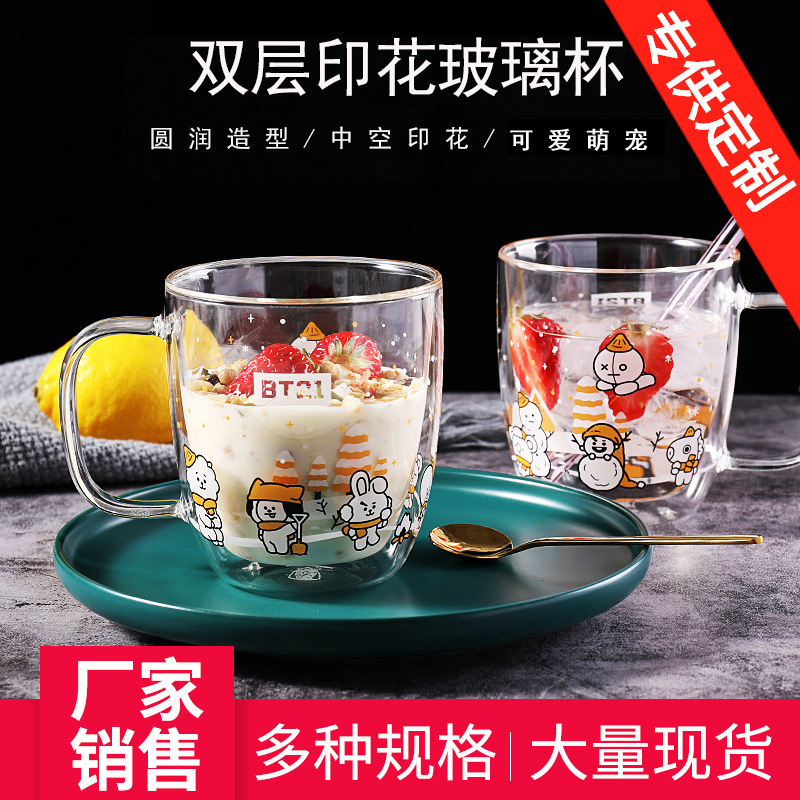 厂家定制 加厚牛奶玻璃杯圆形彩色日式玻璃杯 花茶水杯 果汁杯