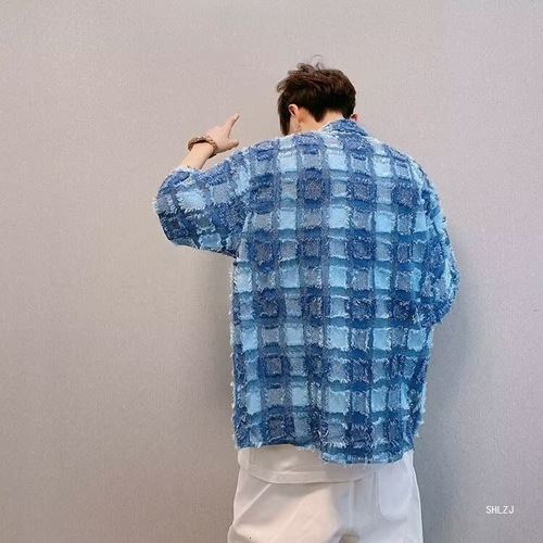 Fashionable Bague Collar Fringe Short Sleeve Shirt for Men and Women, Summer Ins Hong Kong Style Loose Chanel Style Blouse, Five and a Half Sleeve