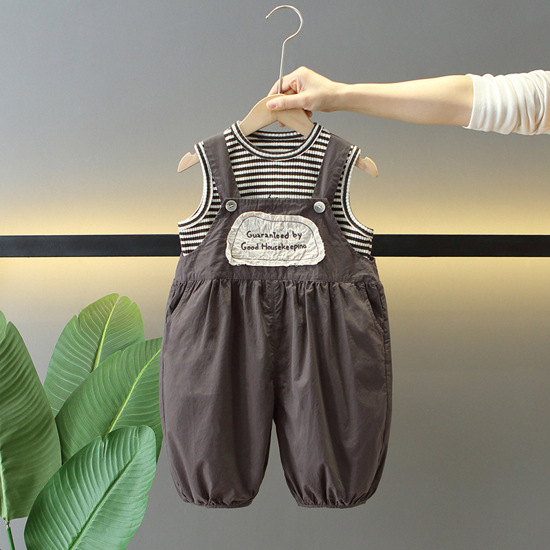 7861 traje de verano para niños 2025 nuevos baby baby de moda para niños ropa de verano de dos piezas marca de moda