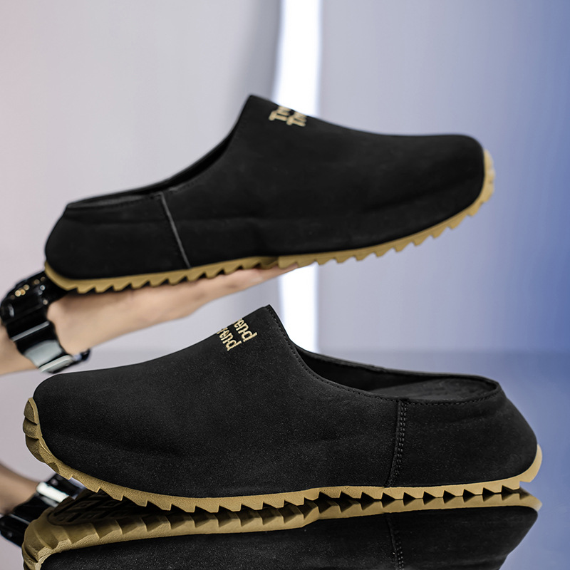 Ropa exterior 2025 nuevo estilo primavera y verano perezoso de un pie zapatos Muller de suela blanda zapatos Birkenstock medias zapatillas Baotou zapatos de hombre