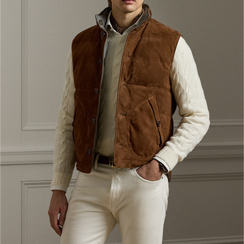 European and American Cross-Border Foreign Trade Sleeveless Vest Vest Casual Double-Sided Wearable Stand-Up Collar Men's Fashion Jacket Vest Jacket