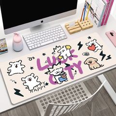 漫画ライン子犬珪藻泥マウスパッド超大型コンピュータキーボードパッドデスク滑り止め汚れ防止テーブルパッド