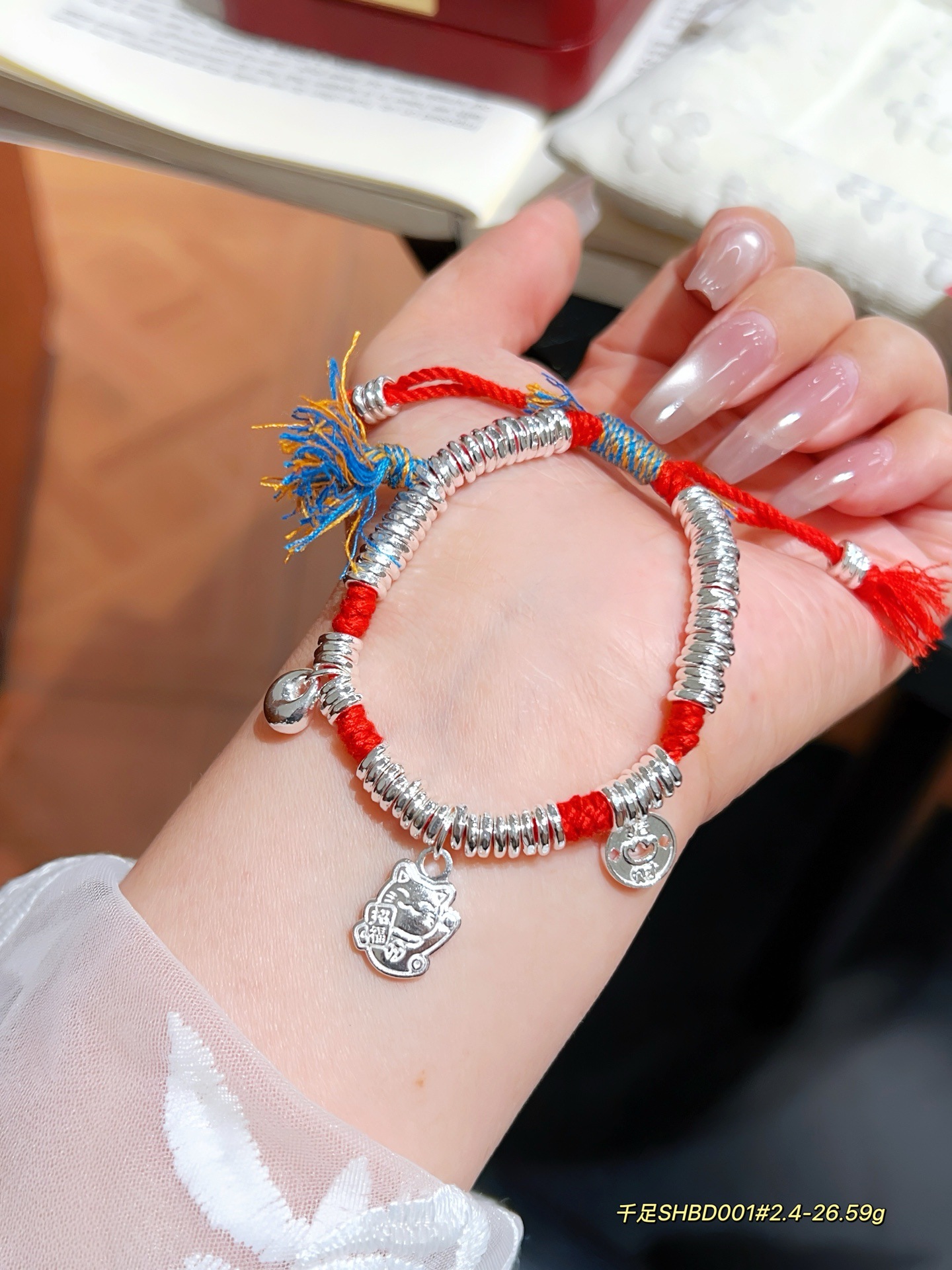 999 pulsera de alambre de plata de pie pulsera tejida de hilo arcoíris de bricolaje año de nacimiento cuerda de mano de plata rota para novia regalo de madre