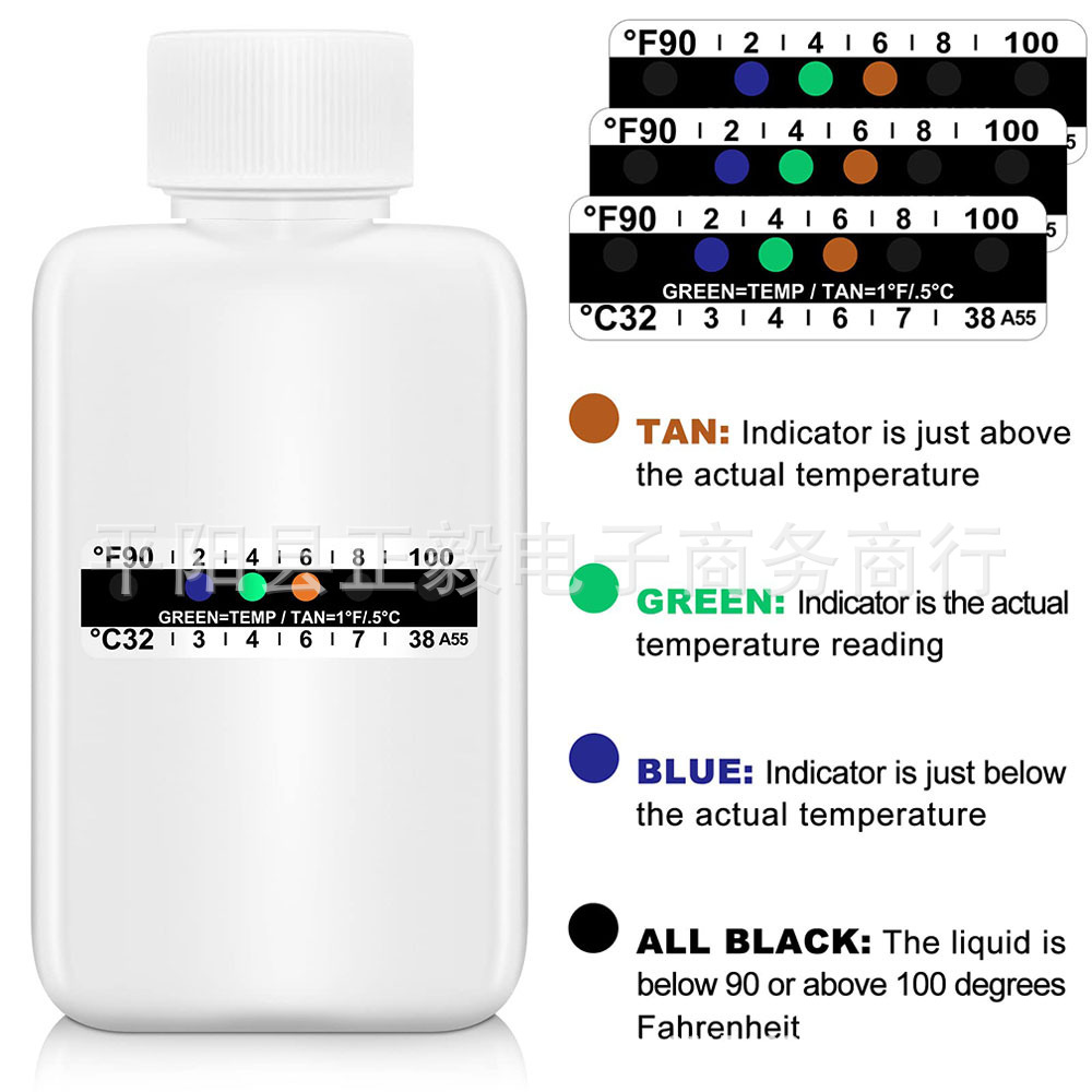 Amazon 12 Unids botella de prueba de orina termómetro pegatinas traje portátil herramienta de detección de orina papel de prueba de temperatura autoadhesivo
