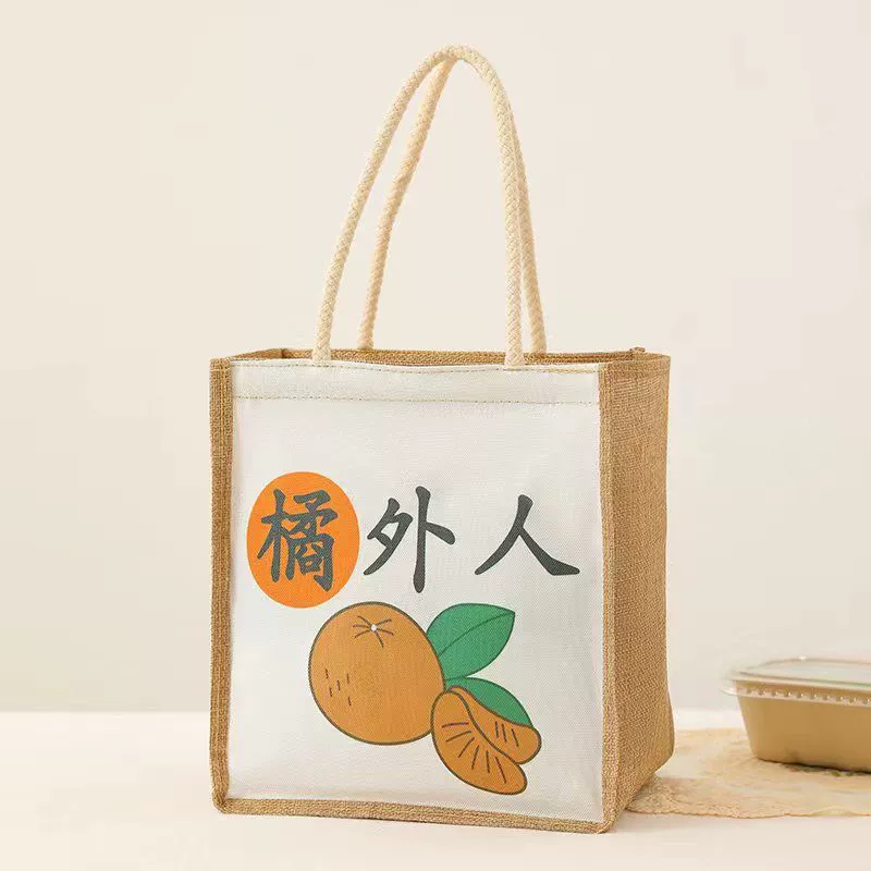 Средний размер большой круглой миски большой ланч-бокс бенто сумка сумка сумка милые бинс рисовой сумкой ланч холст Xiaochangzhen