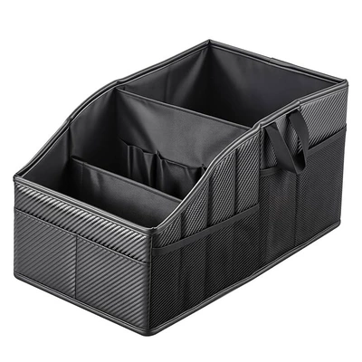 Car Trunk Layered Storage Car storage bag/box - black-striped-model