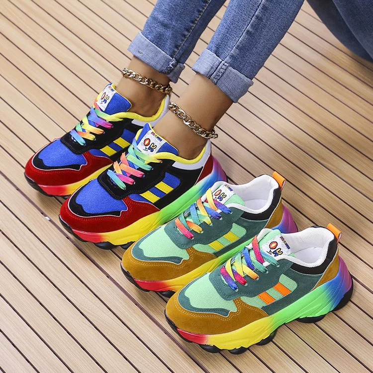 Demi-season Platform Leisure Shoes, Spring/Fall 2024 Model, Plus Sizes 35–43