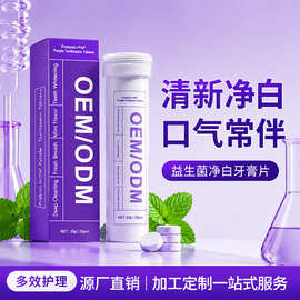 跨境外贸益生菌漱口粒持久清新口腔便携固体咀嚼牙膏OEM定制加工