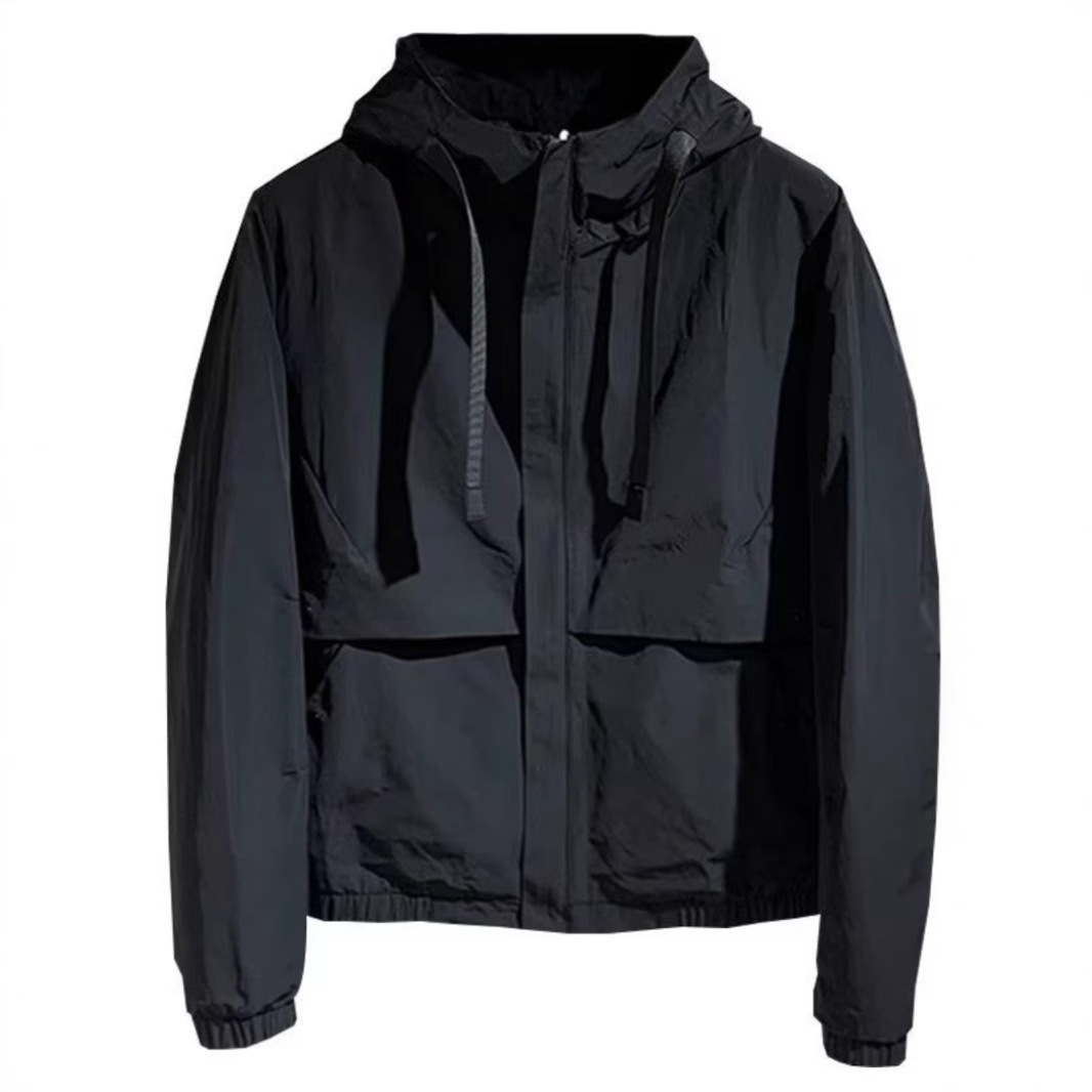 Nuova giacca minimalista da uomo autunno e inverno, giacca casual in cotone, giacca corta alla moda, top con cappuccio slim fit, alla moda_voghion.com