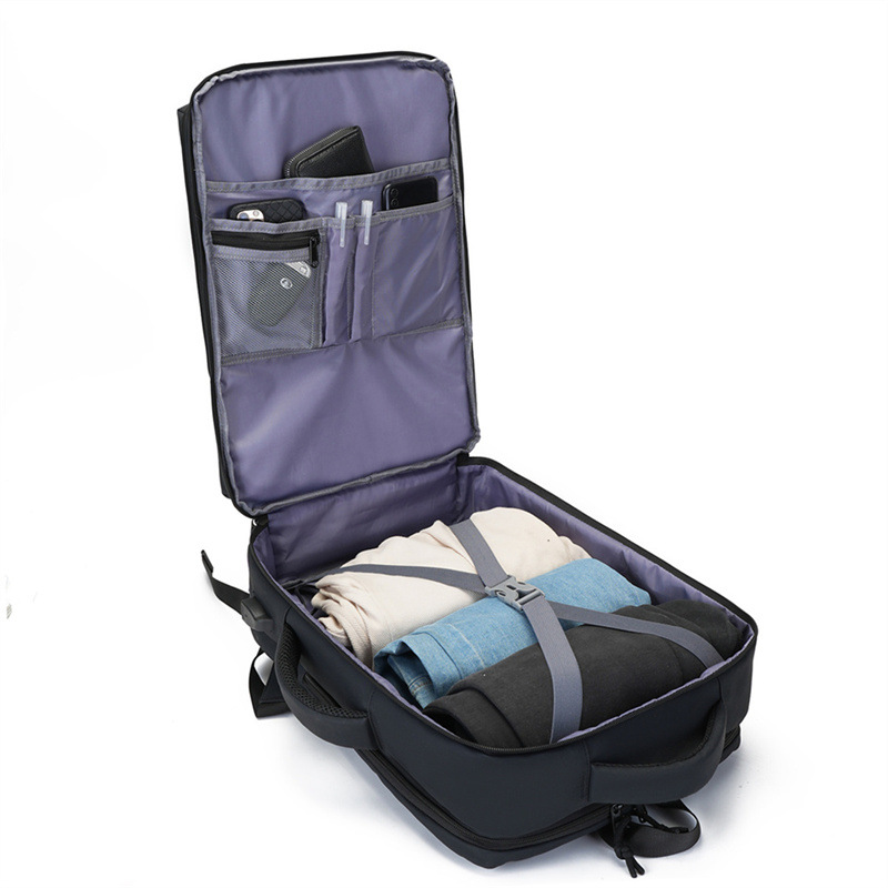 Mochila de negocios transfronterizos USB separación seca y húmeda multifuncional de salida tipo caja de abertura y cierre bolso de mano de gran capacidad