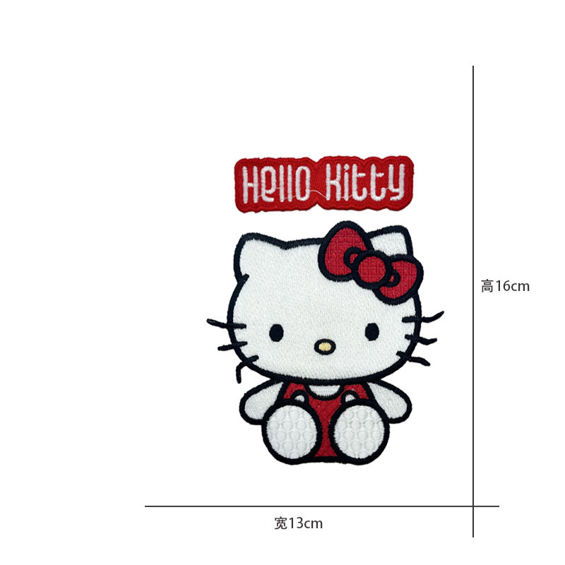 Cartoon al por mayor bordado por computadora kt pegatinas de tela de gato Sanliogou diy pegatinas de parche tejido cesta de ropa adorno accesorios pegatinas