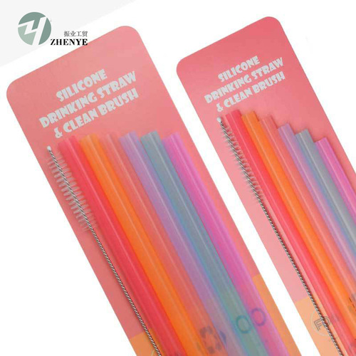 Foldable food-grade silicone straws portable picnic camping bendable beverage juice heat-resistant children's drinking straws