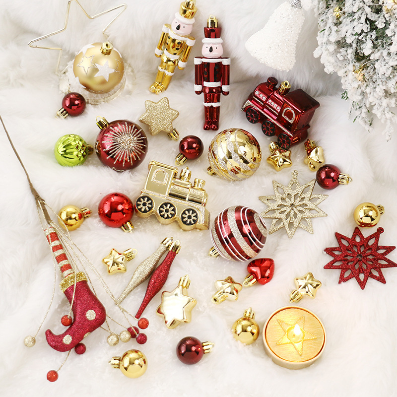 クリスマス装飾品50pcs酒紅金彩色クリスマスボールセット飾りクリスマスツリー装飾ストラップ|undefined