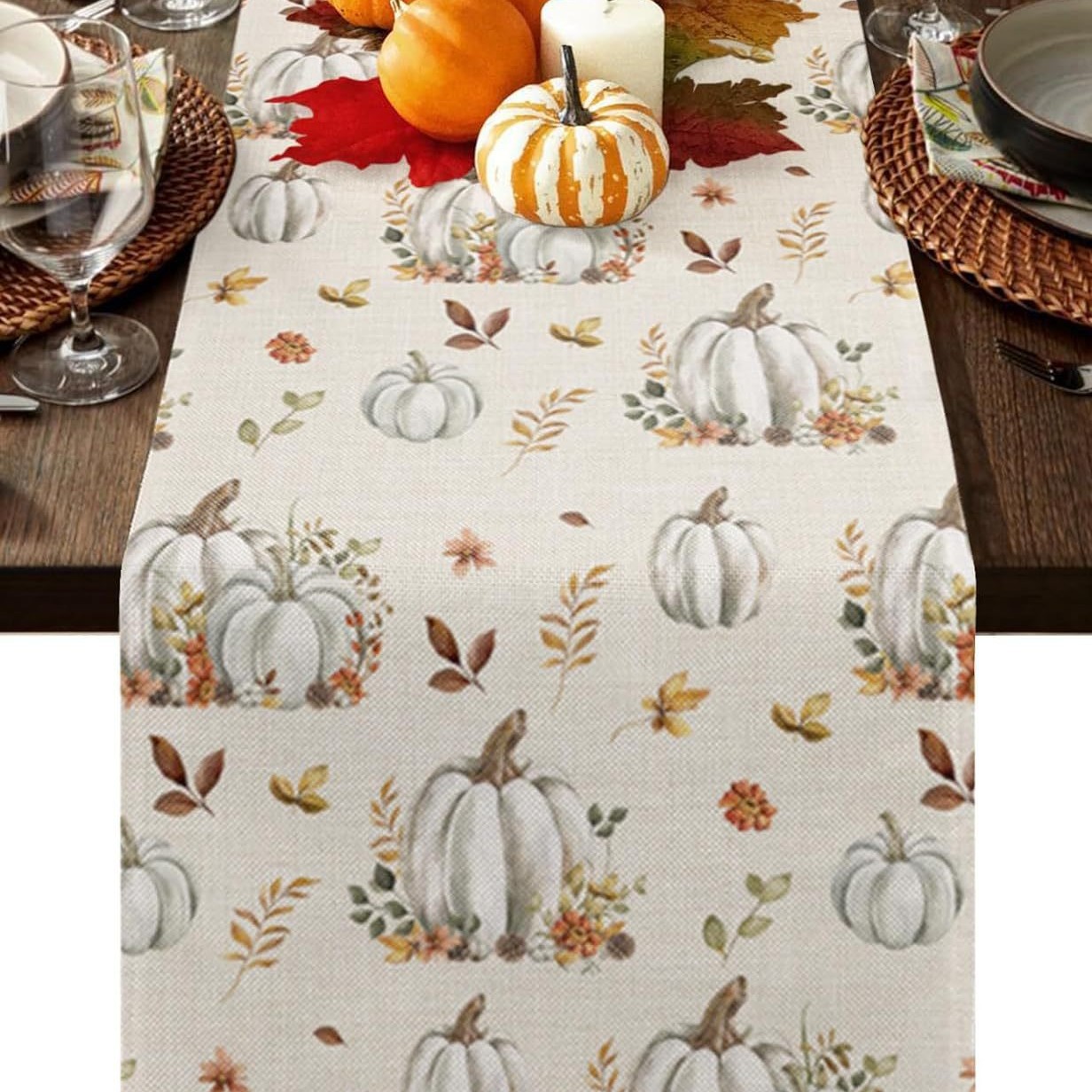 Transfronterizo 2024 Amazon nuevo día de acción de gracias festival de otoño mesa de lino mesa de mesa mesa de comedor mesa de té de mesa de comedor