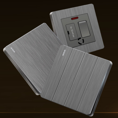 British standard 13a socket USB wall power light switch household concealed gray brushed panel British British foreign trade