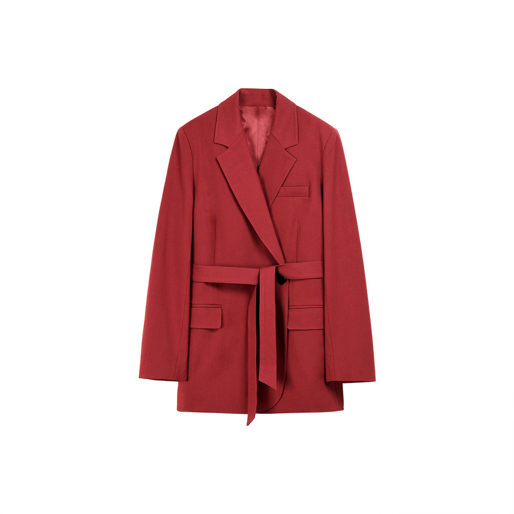 Shenghongchun's New Large-Profile Loose Belt Waist Casual Work Clothing Fashion Korean Style Jacket Suit for Women 12913
