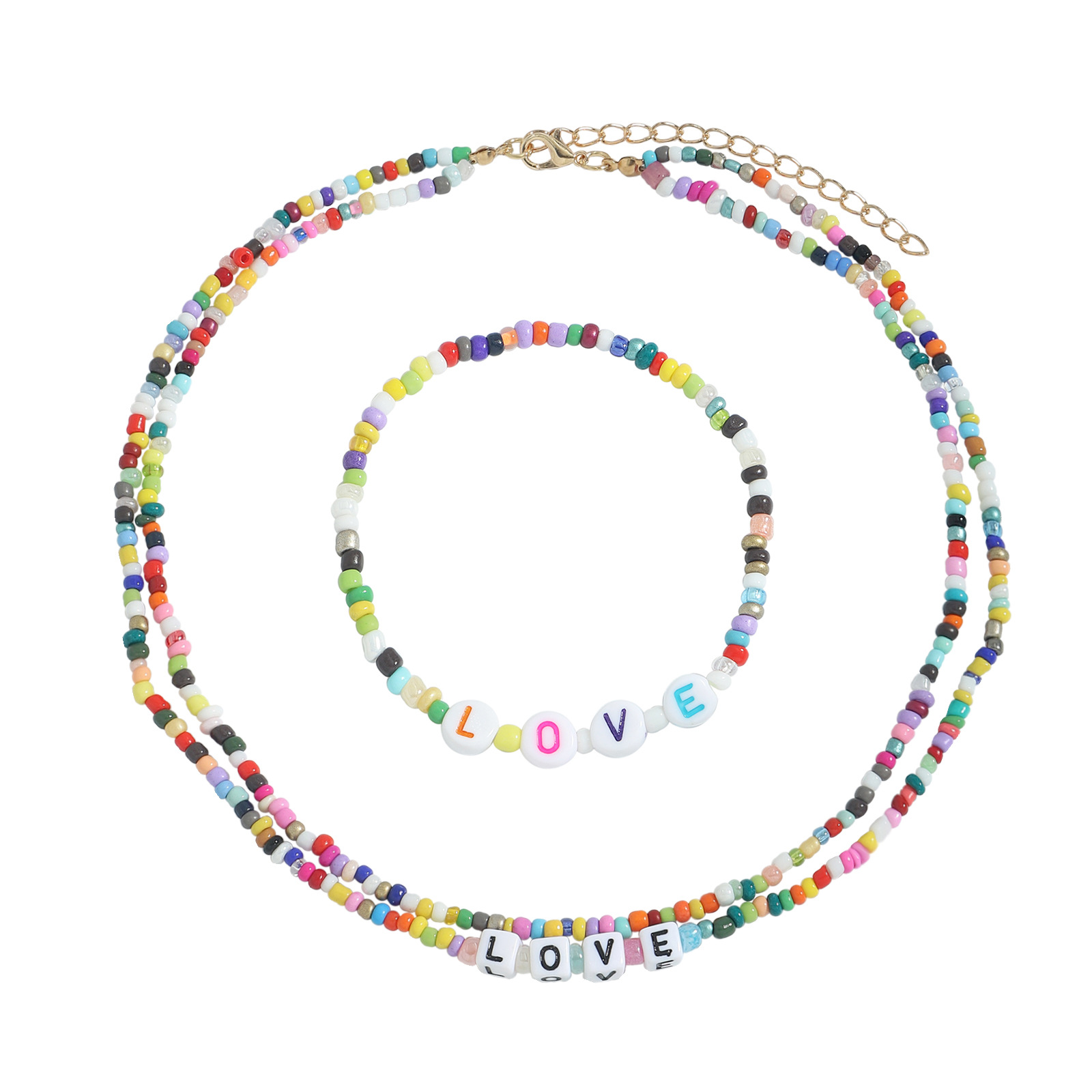 Wholesale Jewelry Letters Colorful Bead Necklace Bracelet Set Nihaojewelry display picture 4