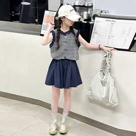 女童夏套装2025新款洋气时髦大童背心外穿儿童夏季网红炸街两件套