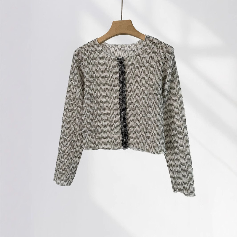 Original Design Artistic Retro Style Texture Chiffon Shirt Mori Lace Single-breasted Thin Pleated Shirt for Women