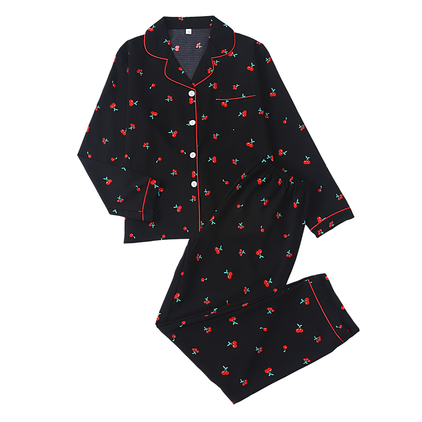 Nuevo comercio exterior burbujas transfronterizas arrugadas cardigan imprimido pijamas de mangas largas pantalones largos transfronterizos ropa doméstica set al por mayor