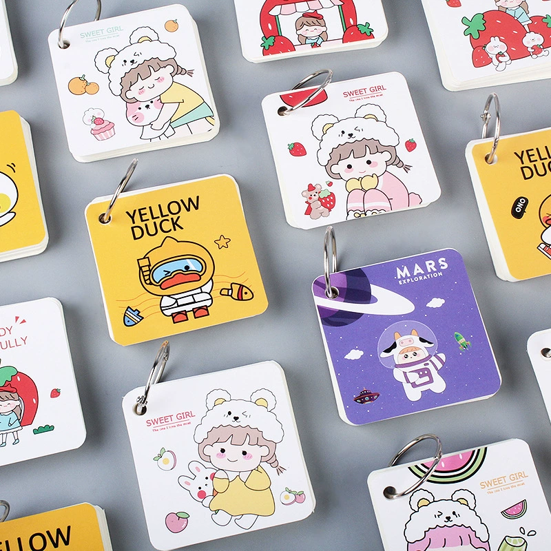 Мультяшный персонаж словесная карта железное кольцо Пряжка 80 толстых учеников начальной школы записная книжка Поддержка настройки печати