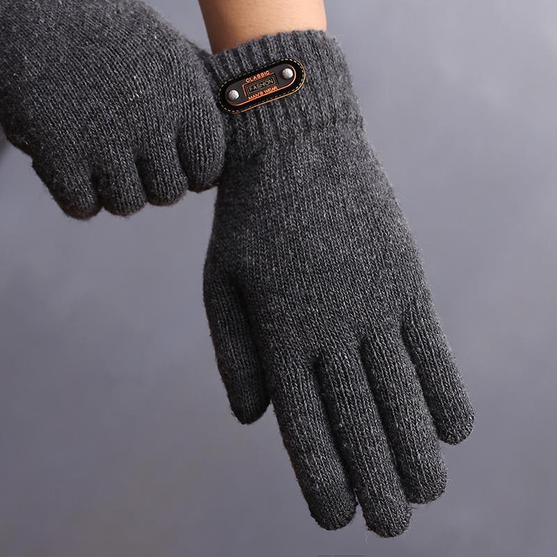 Men's gloves winter knitting jacquard adult five finger touch screen thickening warm riding Korean version of the spot cross-border wholesale