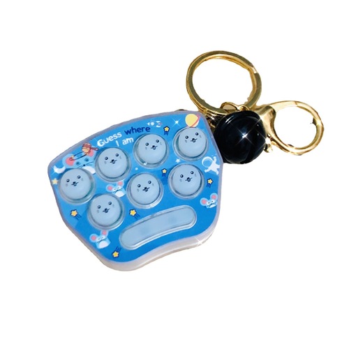 Children's handheld whack-a-mole game machine keychain nostalgic hanging decoration toy school stationery store hot sale 