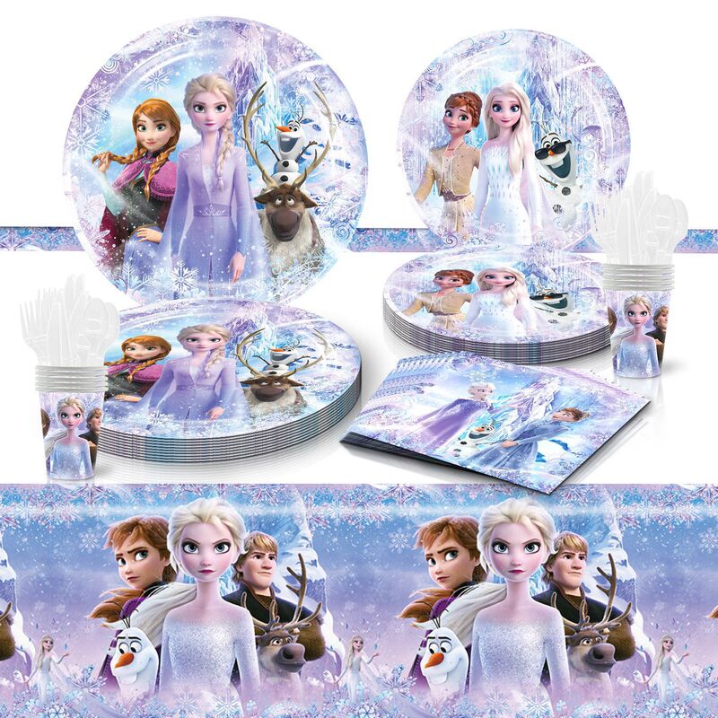Frozen Party Children's Cartoon Theme Birthday Party Paper Plate Paper Cup Tissue Disposable Tableware Set