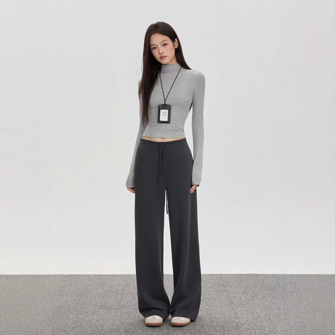 Qimmer~Lulu Cloud Sports Pants for Women, Spring and Autumn Drapey Casual Pants, Loose Fit, Slimming Yoga Straight-Leg Pants