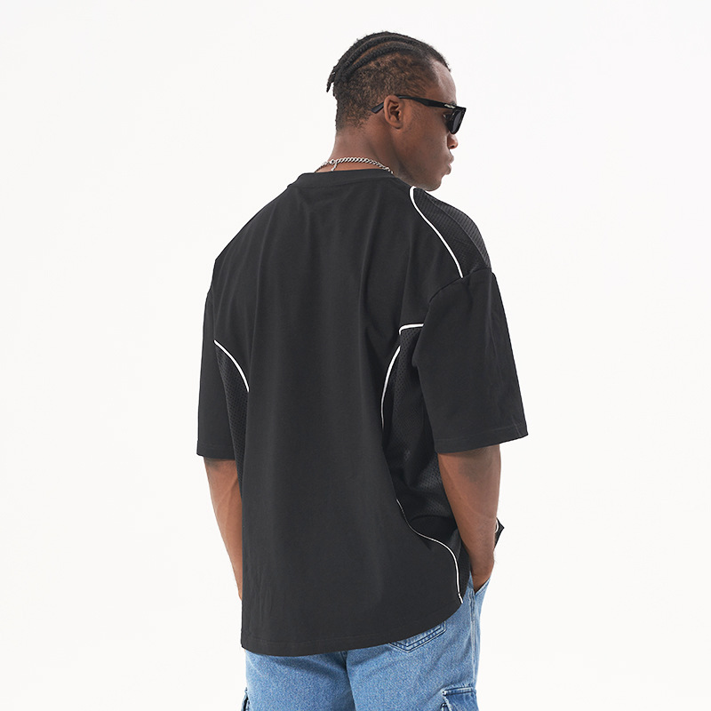 ETAI hombre de verano americano manga corta malla calle hombre camiseta de algodón casual chaqueta en stock