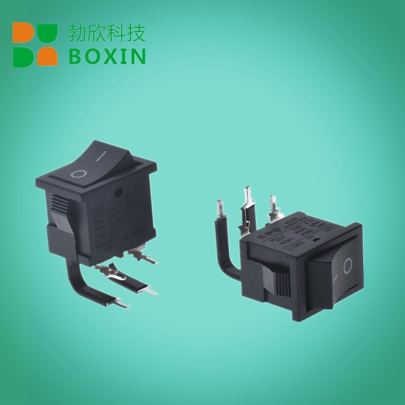 RS601船型开关21*15 4脚2档 带外包收缩管全套弯脚0-1认证翘脚板