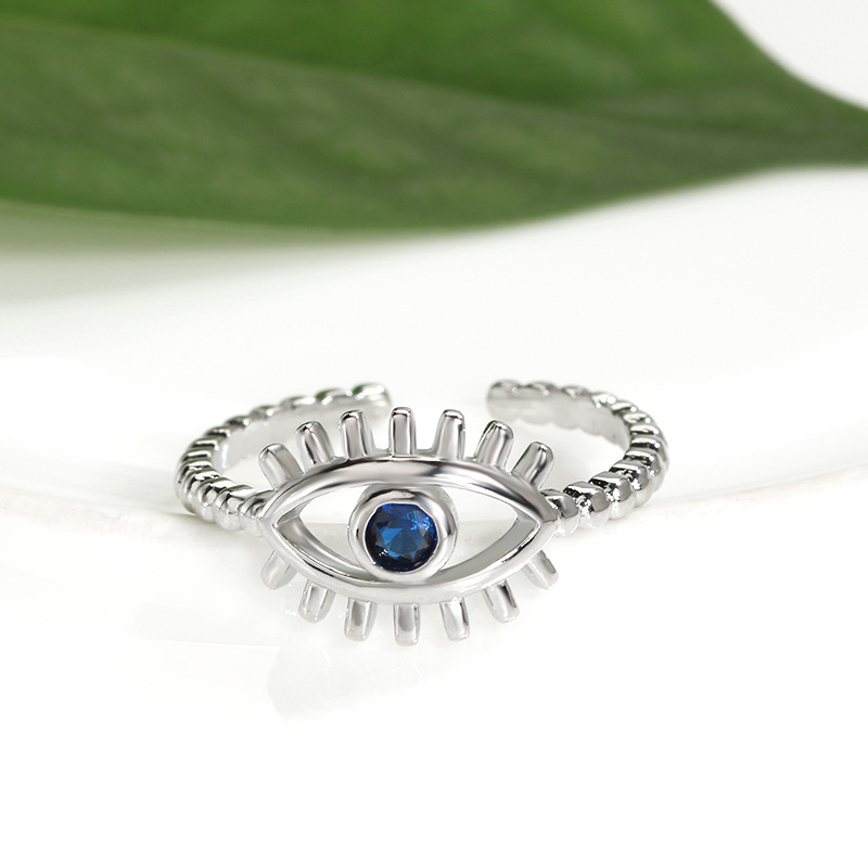 Copper Material Devil'S Eye Pattern Retro Streetwear Devil's Eye Copper Zircon Open Ring In Bulk