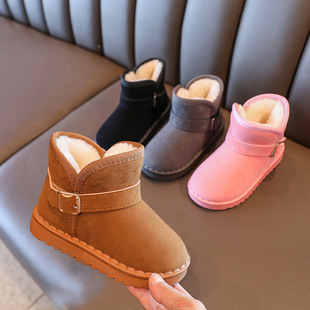 2025 Winter New Children's Shoes Baby Cotton Shoes Plus Velvet Thickened Children's Snow Boots Warm Anti-Slip Cotton Boots for Boys and Girls