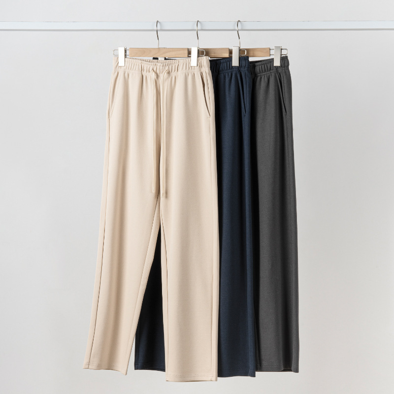 Twill Trousers Men's Straight Pants Japanese Style Fresh Casual Sports Pure Color Versatile Textured Muscle Drape Pants for Couples Twill Trousers Men's Straight Pants Japanese Style Fresh Casual Sports Pure Color Versatile Textured Muscle Drape Pants for Couples