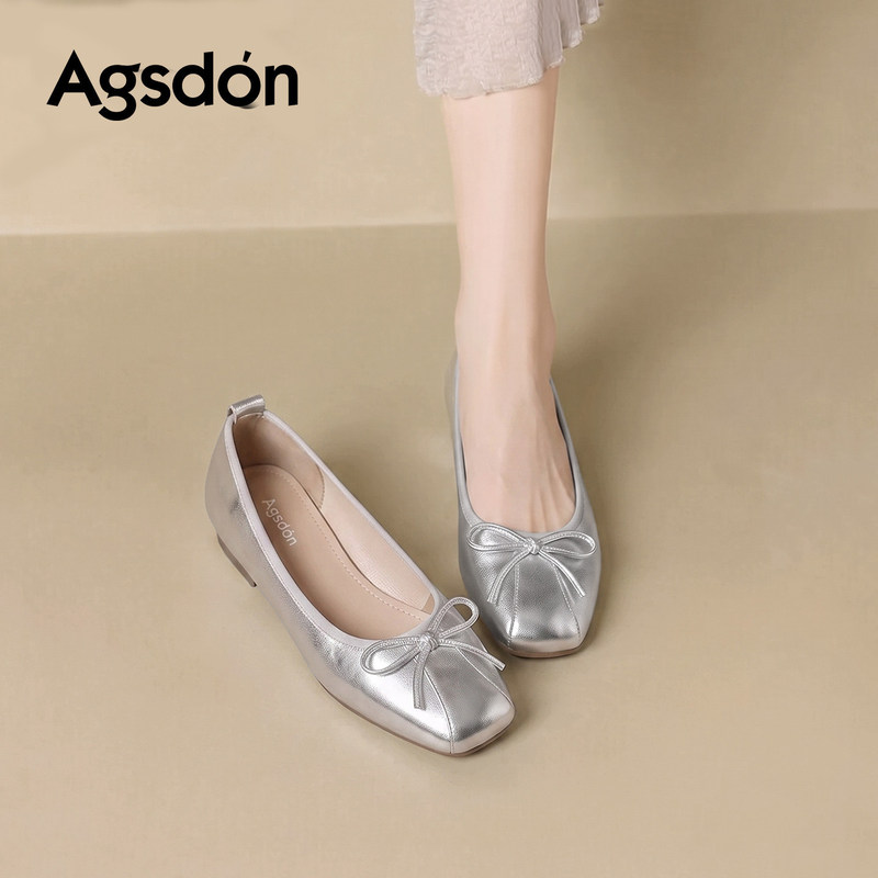 August Lion Silver Women's Single Shoes 2026 New Autumn Ballet Flats with a Stunning Bow Design August Lion Silver Women's Single Shoes 2026 New Autumn Ballet Flats with a Stunning Bow Design