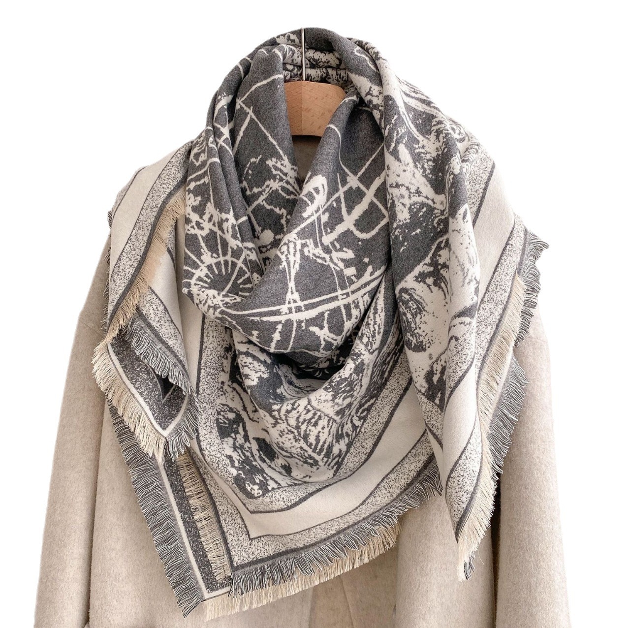 2024 moda bufandas de otoño y invierno bufandas de doble cara imitación de cachemira gruesa abrigo de viaje exterior de decoración chal