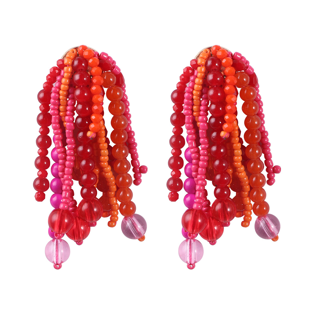 Bohemian Tassel Beaded Resin Tassel Earrings display picture 2