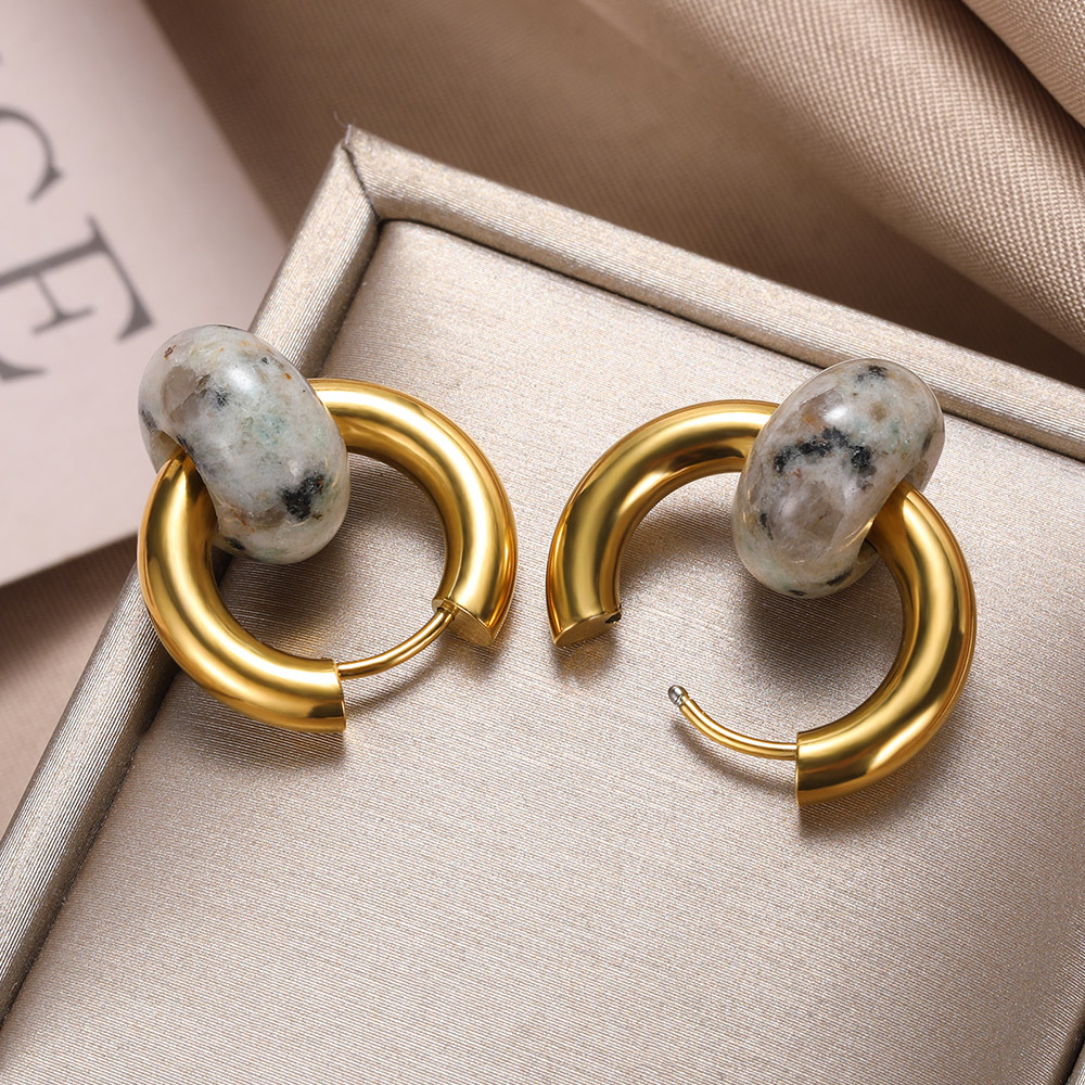 13g Weight PVD Coated Gold Plating Process 304 Stainless Steel Ear Needle Material 18K Real Gold Plated Plating Material Hoop Earrings Classification 1 Pair Quantity Date, Tea Party Occasion 304 Stainless Steel Material Geometric Pattern Women's Gender Classic Style Style Plating Craft 1 Pair Classic Style Geometric Plating Natural Stone Metal Hoop Earrings 32