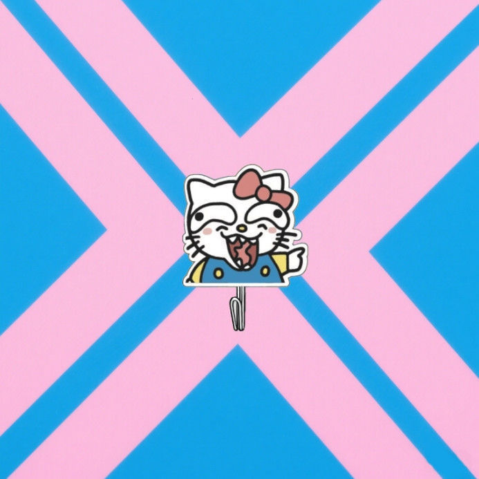 クレイジーで面白いキティフックアクリル寮パンチフリー粘着壁キッチンバスルームシームレス|undefined
