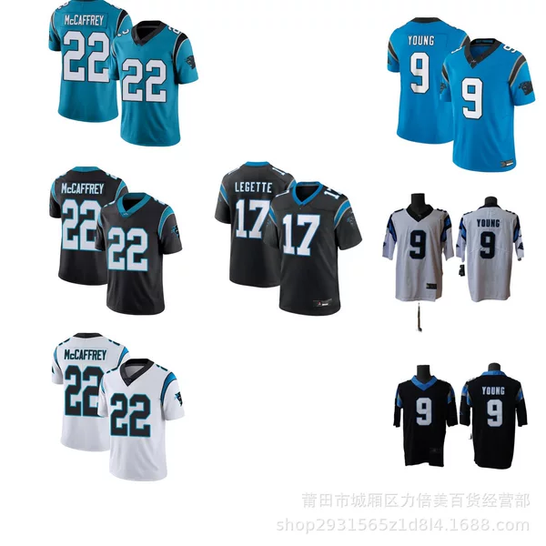 Nfl American Embroidered Rugby Uniform Panther Team Panthers9 # Younc22 # Mccaffrey Legend Second Generation