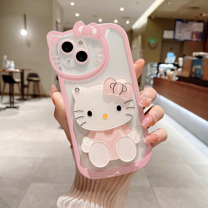 High-End Three-Dimensional Kt Cat Transparent iPhone 17 Phone Case 16Promax Apple 15 Compatible 14 Protective Case 13