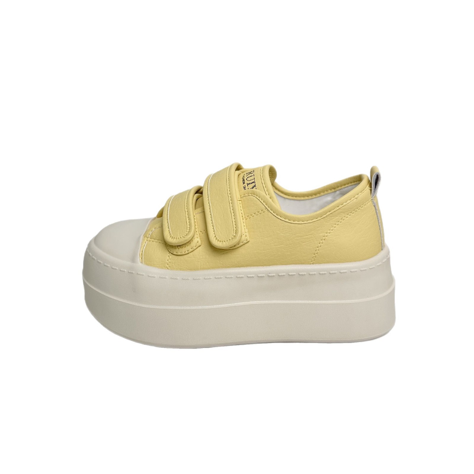 2025 primavera, zapatos de deporte de aumento, zapatos blancos de plataforma de velcro para mujer, falda de leche, zapatos de plataforma coreanos de todo fósforo