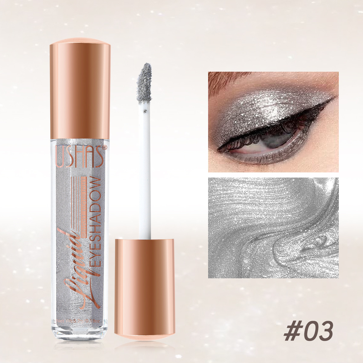USHAS Sombra de ojos perlada líquida de punto transfronterizo europeo y americano