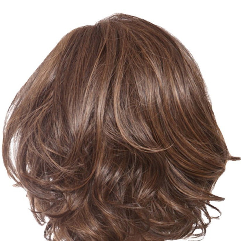 Korte krulpruik voor dames met zijscheiding van kunsthaar_voghion.com